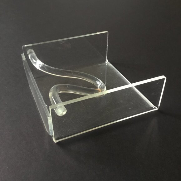 Vintage Mid-Century Modern Bent Lucite Clear Plastic Napkin Holder As-Is - Picture 1 of 14